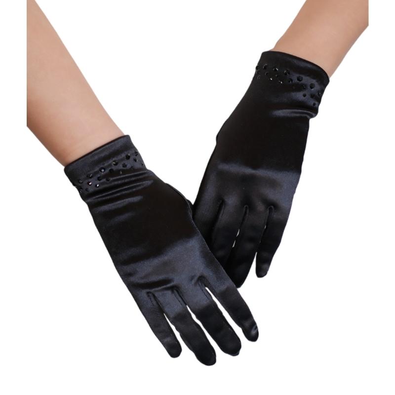 Wedding Crystal Gloves Wedding Gloves Party Supply Bridal Gloves for Concert Full Finger White Gloves