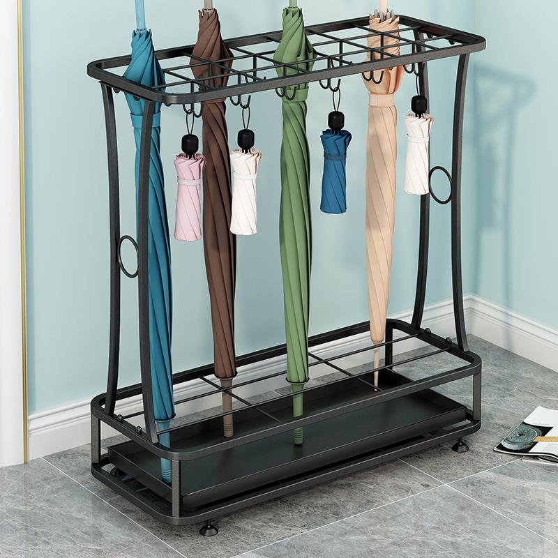 Iron Hotel Umbrella Stand  Minimalist Lobby Organizer  Long and Foldable Umbrella Holder Sturdy Storage Rack