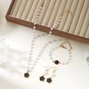 3 Pcs/Set Popular Flower Jewelry Set for Women Elegant Imitation Pearl Beads Chain Necklace&Bracelet Drop Earrings Jewelry Gift