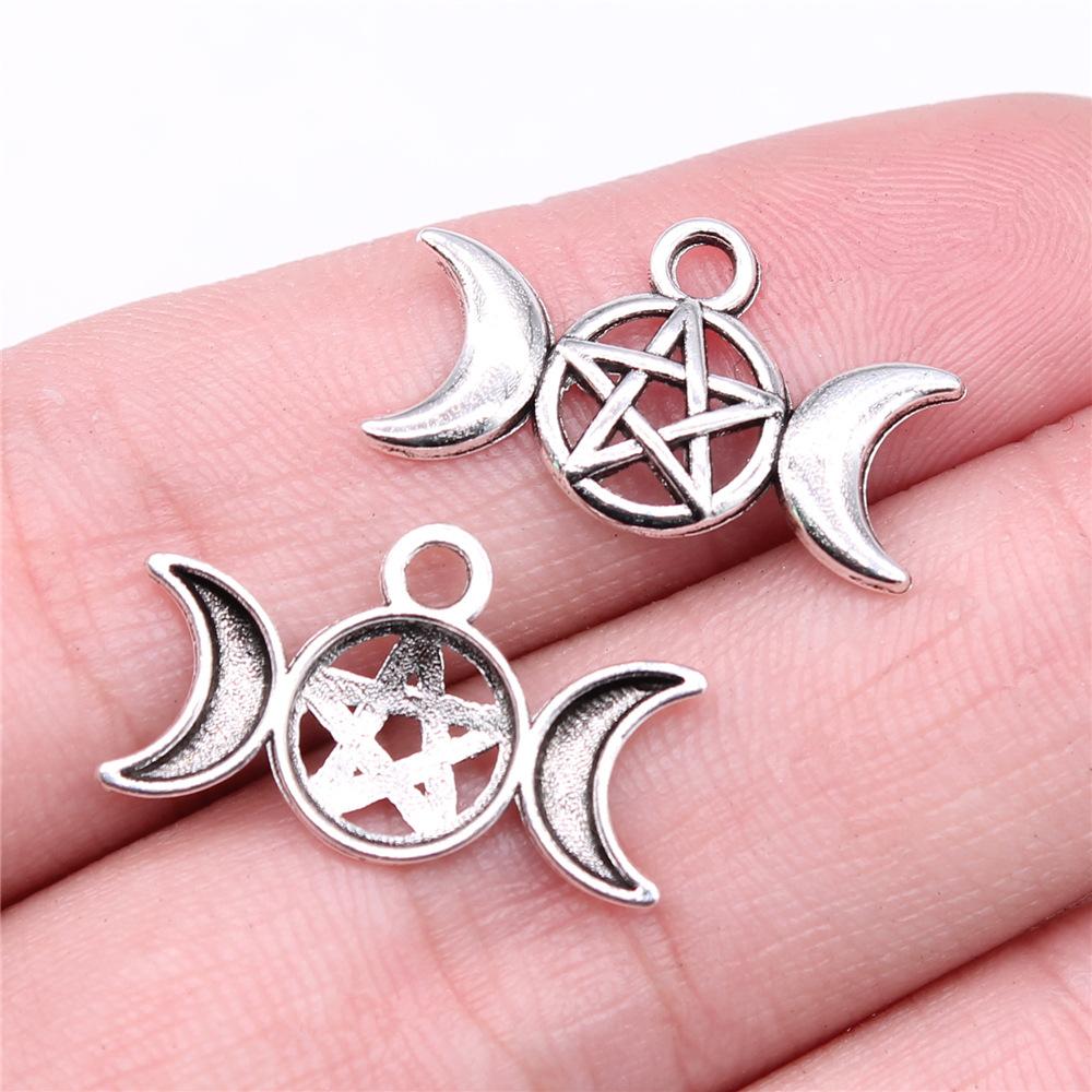 20pcs Charms Hollow Pentagram Star Antique Bronze Silver Color Pendants Antique Jewelry Making DIY Handmade Craft