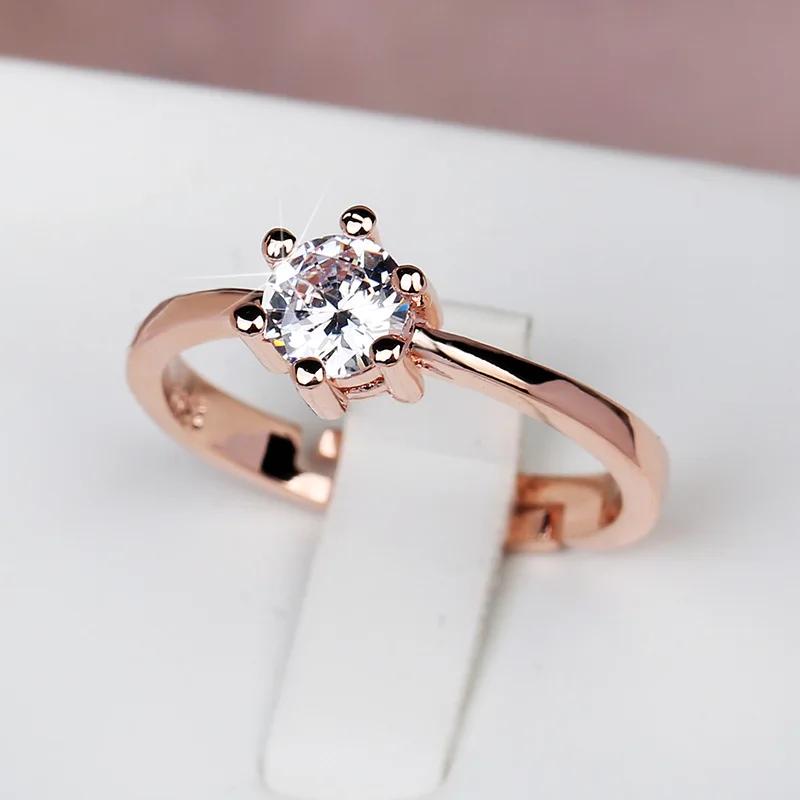 

Classic Six-claw Zircon Ring Fine Jewelry Simple Black Gold White Black Diamond Ring Bridal Bride Engagement Party Adjustable Ring resizable