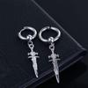 Black Silver Cross Stainless Steel Ear Cuff Korean Stud Earrings Men Ear Clips Clip On Earrings