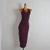 Simple Solid Double-Shoulder Strap Vest Knitted Dress Women Summer New Slim Fit Slimming Base Long Dress