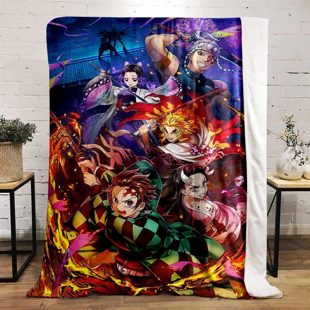 Anime warriors in vibrant battle scene Warm blanket Flannel blanket for bedroom, living room, sofa, and nap sofas