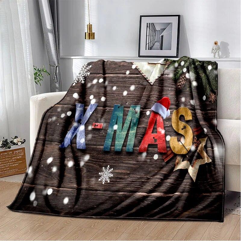 Desene animat Moș Crăciun Pom de Crăciun Fericit Cadou pentru copii Pătură moale de pluș, pătură de flanel Pătură pentru sufragerie dormitor canapea