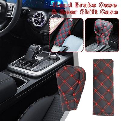 Non-Slip Car Shift Handle Cover Adjustable Wear-resistant Handbrake Protective Leather Shift Knob Cover for Car I9K8