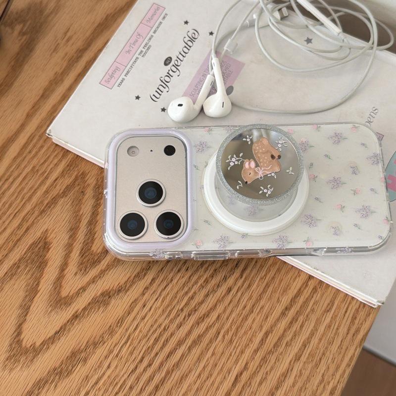 Purple Flower Magnetic Bracket Phone Case for Apple 17Pro Max/16Pro/15Pro/14
