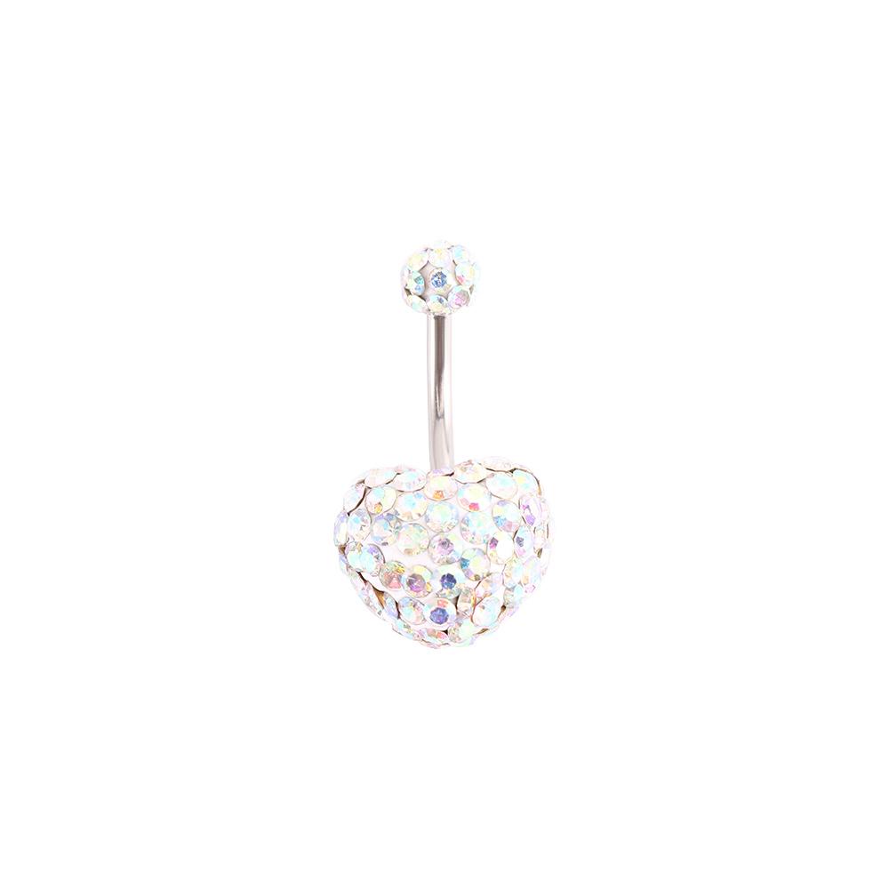 Colorful Heart Crystal Belly Button Rings Surgical Steel Belly Bar Navel Piercing Jewelry Hot Summer Women Body Piercing Jewelry