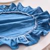 Dekorative Tischsets für Schminktisch 15 Zoll Boho Stoff Platzset, Rustikal Farmhaus Runder Rüschen Platzset, Unterlagen Heimdeko Waschbar Muschelförmig