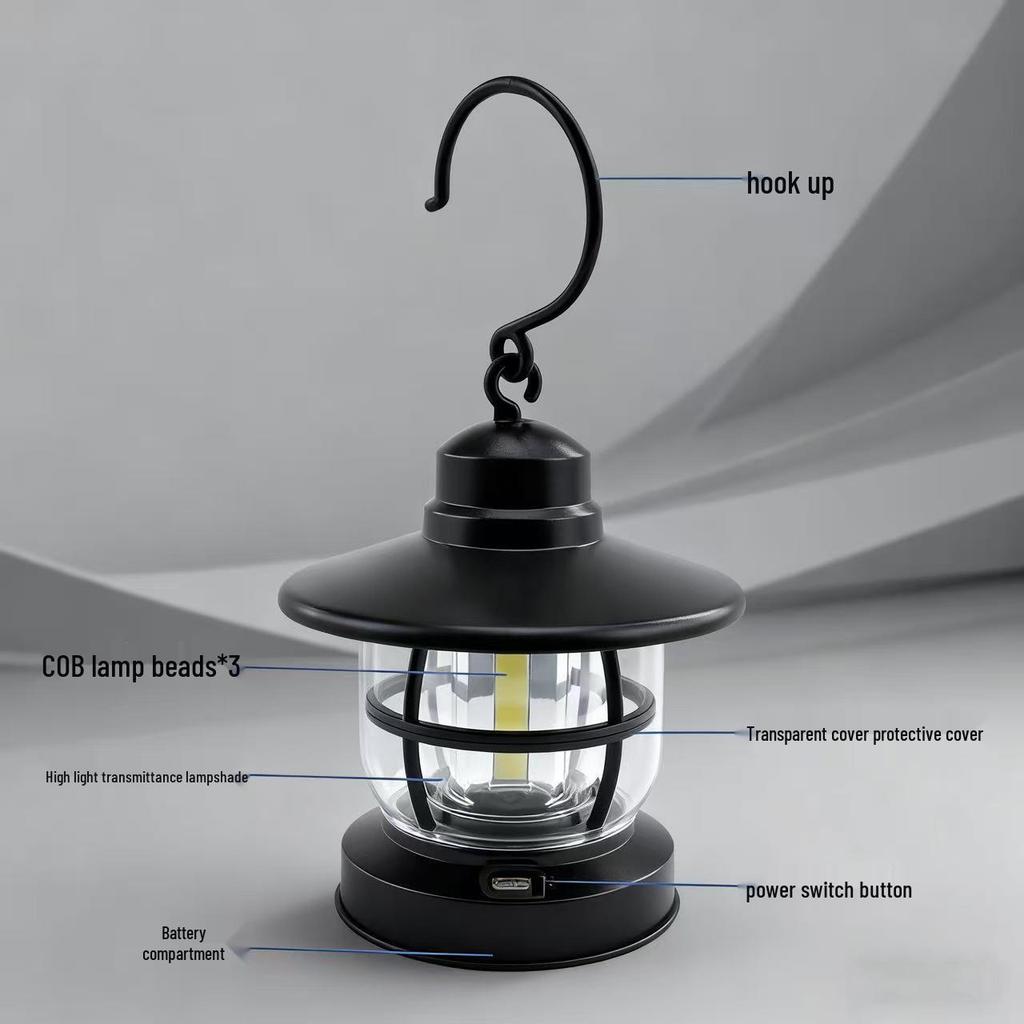 Retro Waterproof Outdoor Camping Lantern with Long Battery Life & Warm Light