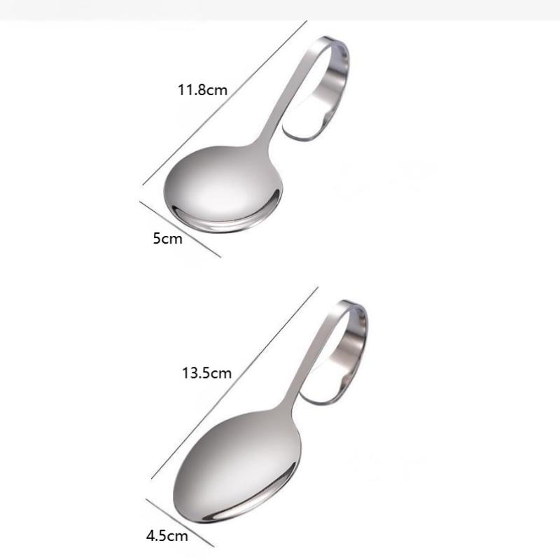 Stainless Steel Service Tableware Curved Handle Spoon Hotel Golden Independent Dining Curved Hotel Supplies Spoon