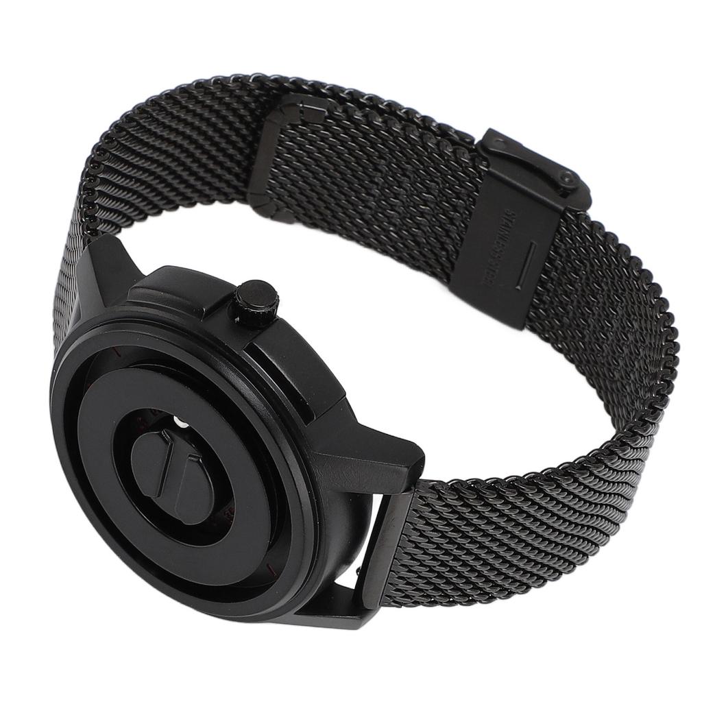 Reloj Flotante de Cuentas Magnéticas Correa de Acero Inoxidable Resistente al Agua 30 Metros Diseño de Agujas Único Reloj de Cuarzo Unisex Negro