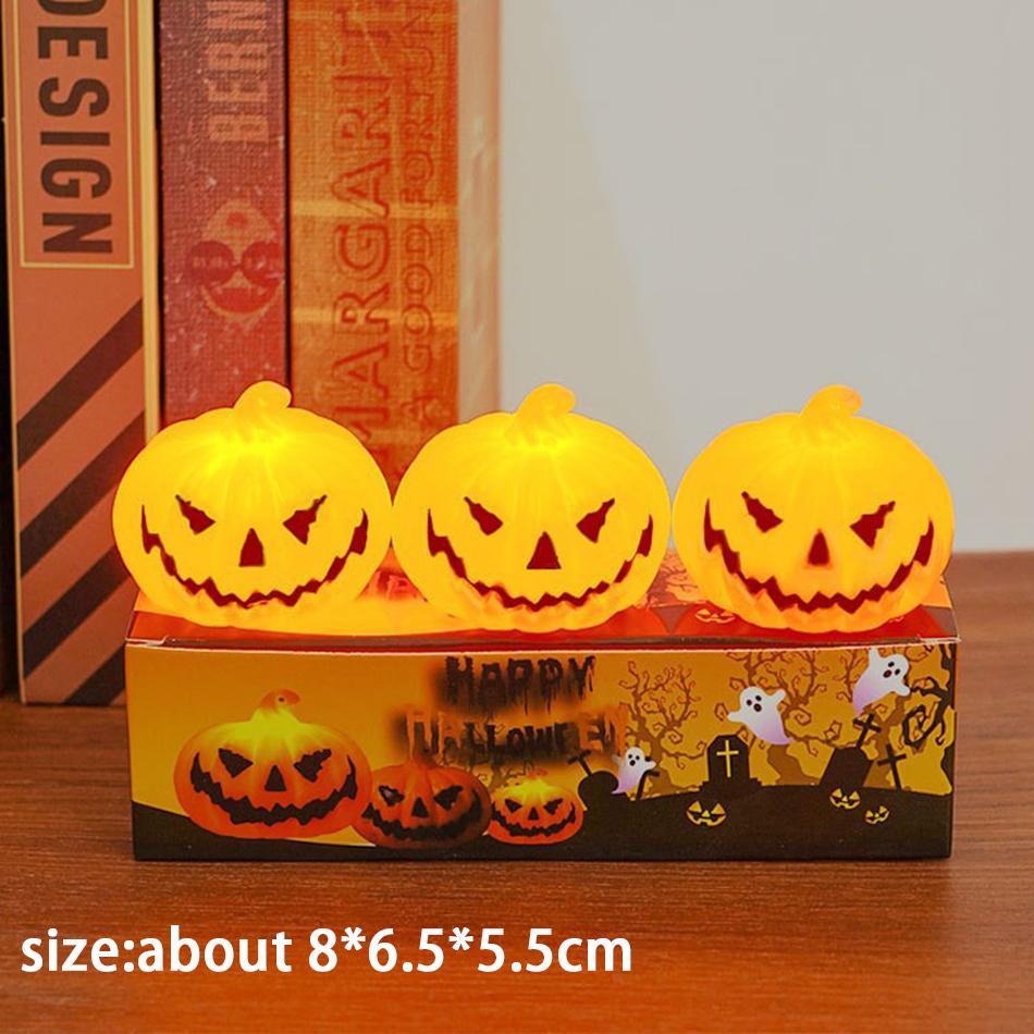 Pumpkin Lantern Candle Light Battery Powered Pumpkin Skull Ghost Spooky Light Halloween Party Decora Ambiance Candle Lights
