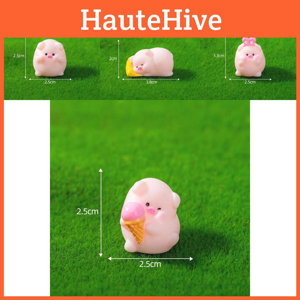 Cute Resin Pig Figurines Miniature Cartoon Animals For Desk And Car Decor