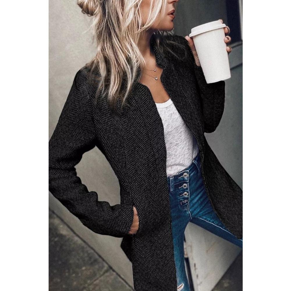 GMXIA Damen Vintage Casual Einfarbig Druck Herbst Winter Langarm Jacken & Mäntel