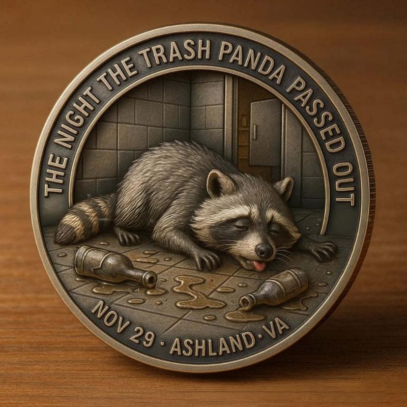 Alloy Trashed Panda Incident Challenge Coin Hilarious Challenge Funny Raccoons Drinking Emboosed Coin For Collection Gift