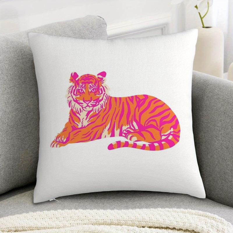 pc Pink Tiger Print Pillow Cover Bold Animal Pattern Cushion Case for Living Room Bedroom Home Decor Gift xcm