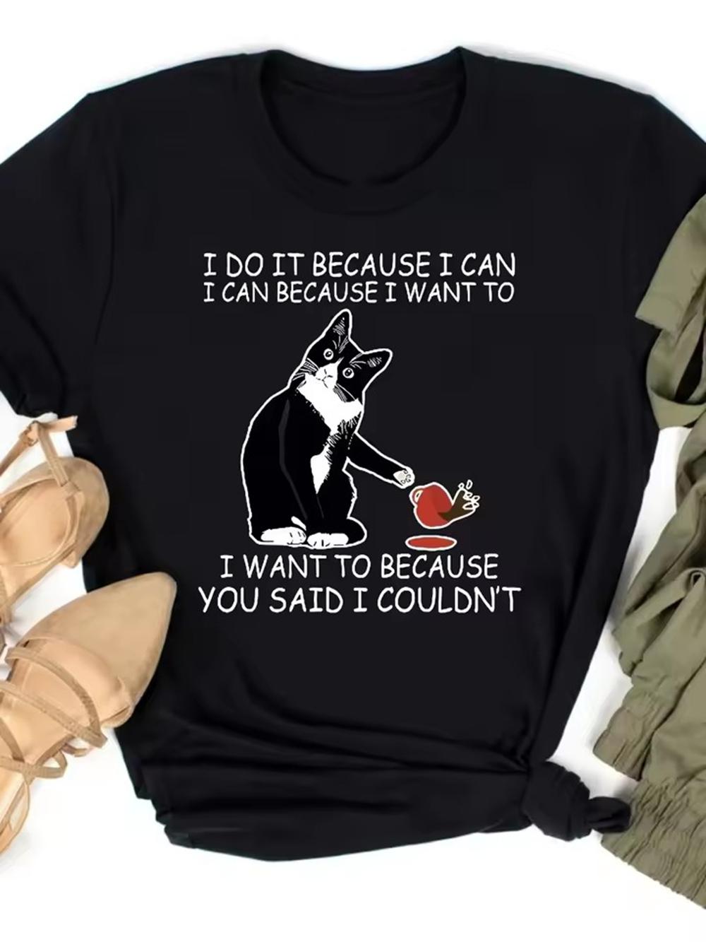 

Cat Letter Print Casual Men Clothing short sleeve Round Neck Printing Pullover Tee Shirt Homme New in Top & Tees T-Shirt 5035... S