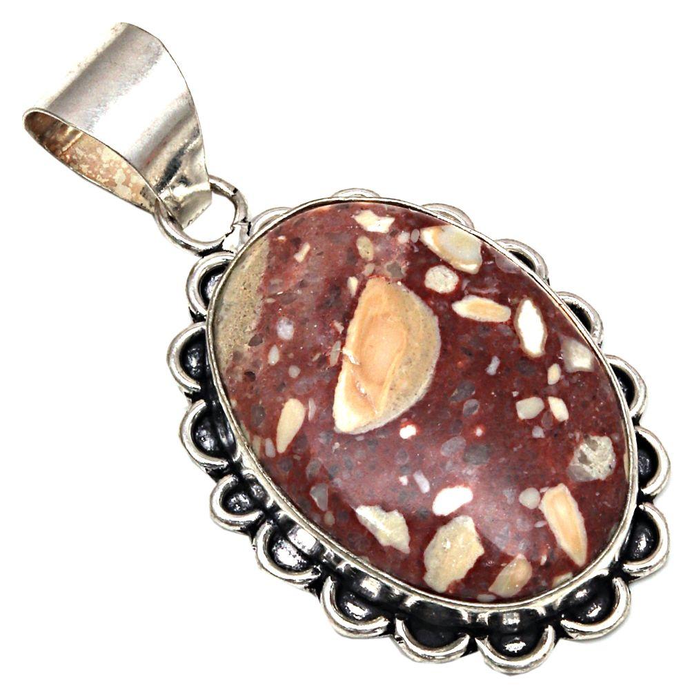 

Подвеска с драгоценным камнем Wild Horse Jasper, подарок для нее, серебряные украшения 2 дюйма