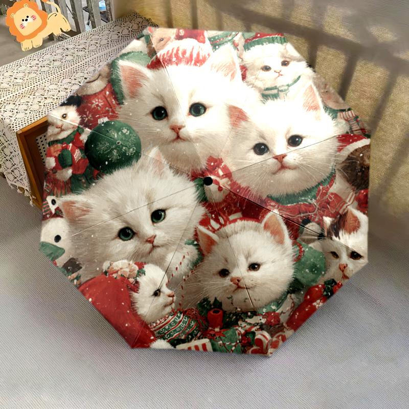 1 PC Automatic Folding Umbrella - Kittens Pattern, Portable & Foldable Design with 8 Ribs, Christmas Birthday Gifts