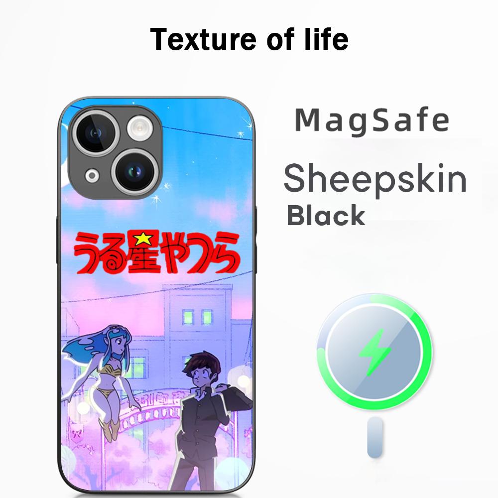 Classic girl Yatsura LUM classic anime Phone Case For iPhone 17 16 15 14 13 12 Plus Pro Max  High-end Luxury Magsafe Sheepskin