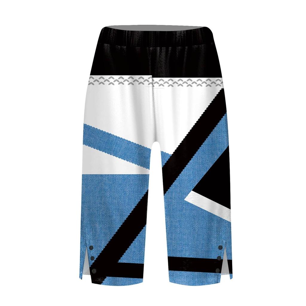 Women's Printing Pants Fashionable Pocket Elastic Waist Casual Shorts