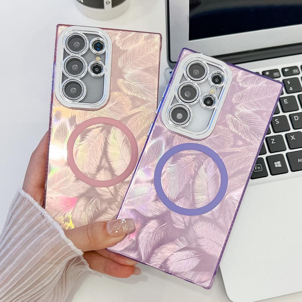 Applicable to iPhone11 Apple 11ProMax electroplating S11FE feather S11Ultra feather yarn s11 protective case female