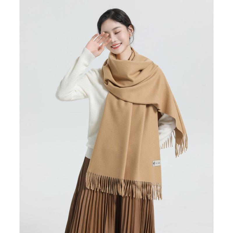 Wool Scarf Women's Autumn and Winter Thickened Red Cashmere Scarf Solid Color Versatile Shawl Dual Purpose Red Scarf