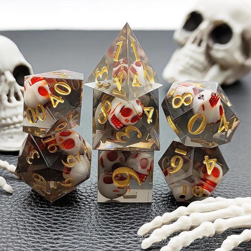 7Pcs/set Skull Dice Red Black D4 D6 D8 D10 D% D12 D20 Polyhedral Games Dice Set for Role Playing Board Table Games