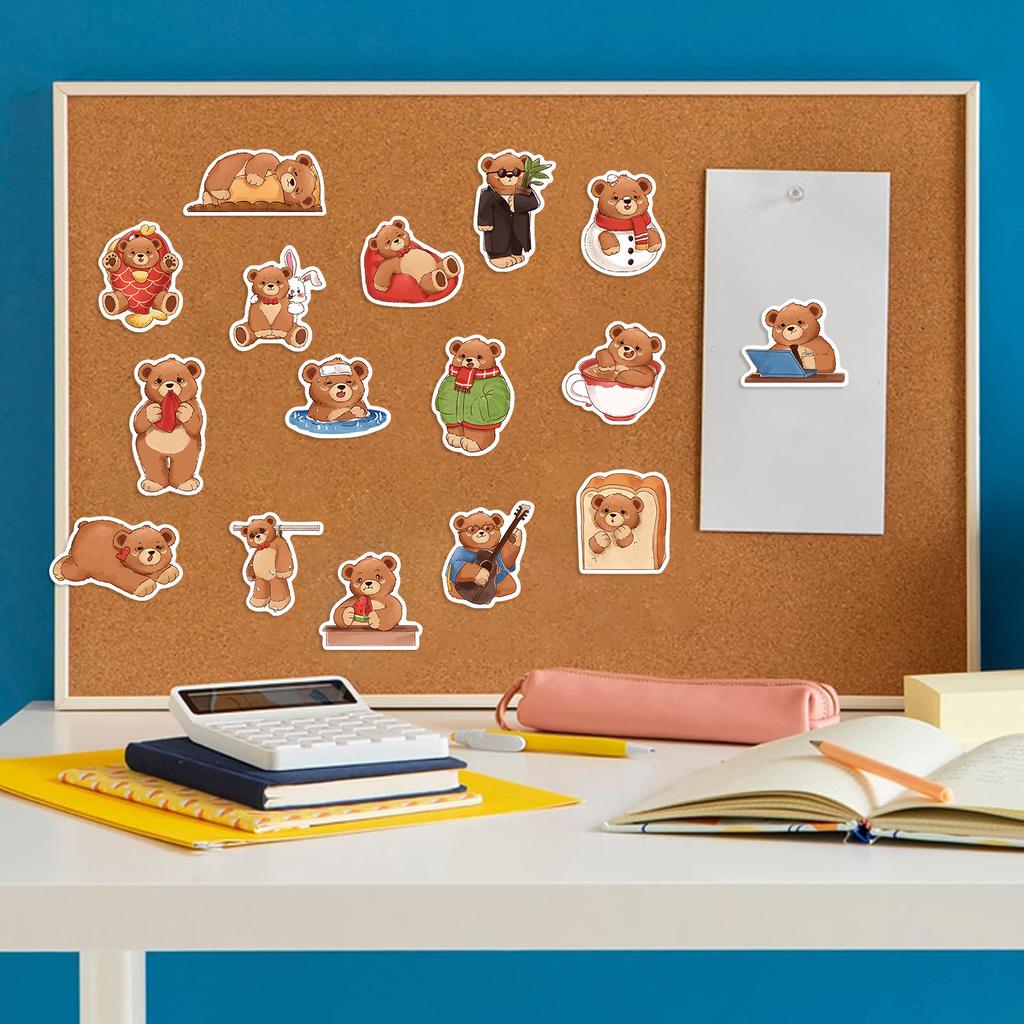 50 Cartoon Bear Doodle Stickers Decorate Guitar Notebook Suitcase DIY Waterproof Stickers