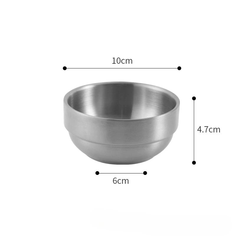 

2 шт. Двухслойная миска для риса из нержавеющей стали в корейском стиле для детского питания, для коммерческой кухни, миска для супа кимчи