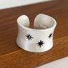 925 Sterling Silver Rings for Women Couple Minimalist Handmade Simple Wide Star CZ Ring Fine Jewelry Gift Prevent Allergy