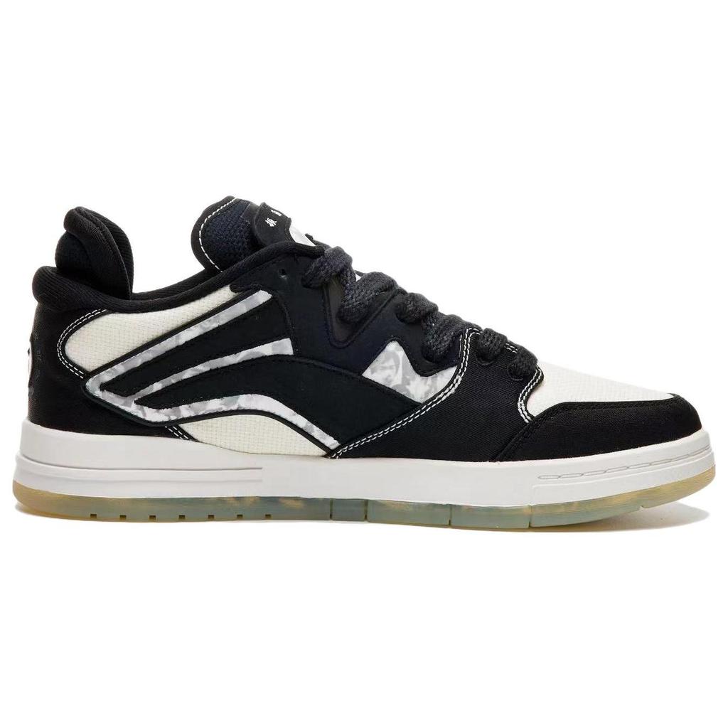 LIXIAOLONG x Li Ning Wave Pro Slip Resistant Abrasion Resistant Low top Skateboard Shoes Men's Black White AECS099-1