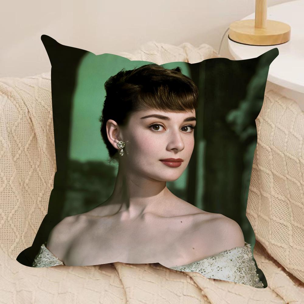 Federa Cuscino Classica A-Audrey H-Hepburn Peluche Corto Setoso Cerniera Invisibile Antipolvere Federa Cuscino Divano Per Decorazione Casa