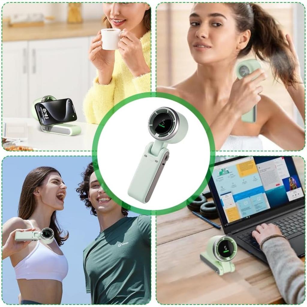 Handheld Fan, Mini Fan Foldable, Portable Handheld Fan with Lanyard, LED Display, 5 Speeds, 3600mAh Rechargeable Battery, Small Foldable Fans