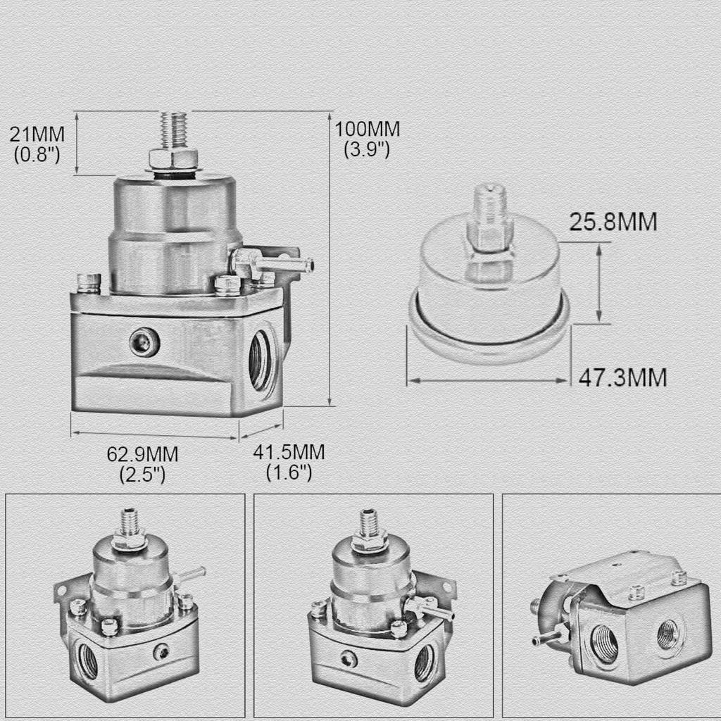 Universal Adjustable Fuel Pressure Regulator Guage Kit Oil Line 100PSI Guage Fpr AN6 Oil Hose Fitting EFI Instrument Hot