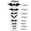 Halloween Bats Wall Decor Waterproof Bat Decals Wall Decor 96pcs Scary PVC Bat Stickers For Wall Door Front Porch Outdoor Indoor