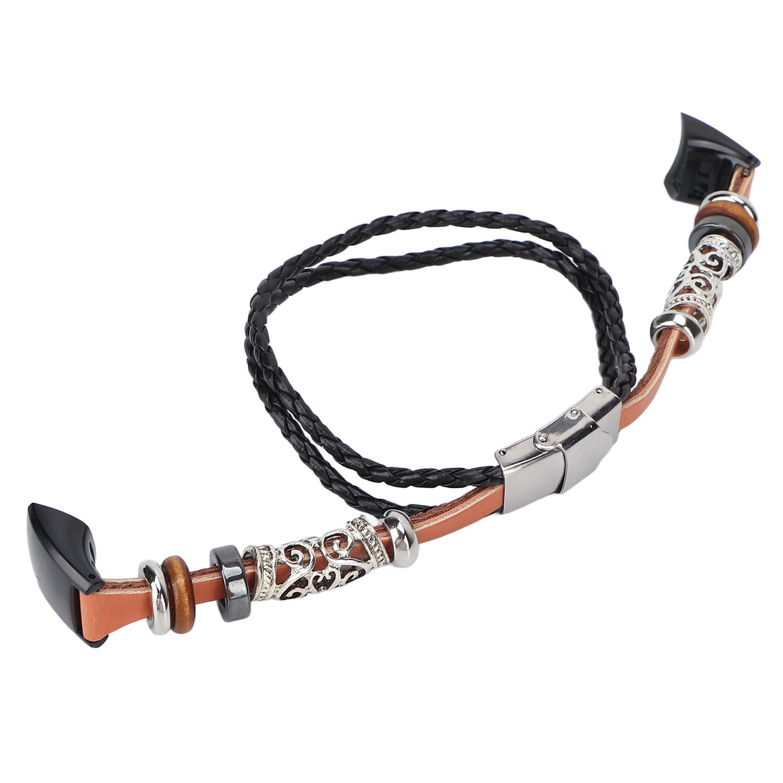 

Ретро спортивный ремешок для часов с металлическими бусинами кожаный ремешок для наручных часов замена для Honor 5 4Brown коричневый