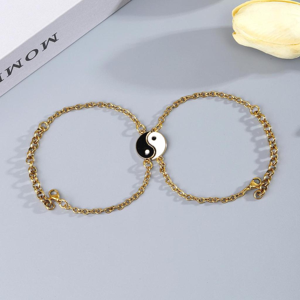 Yin-Yang Tai Chi Stainless Steel Couples Bracelets for Men and Women