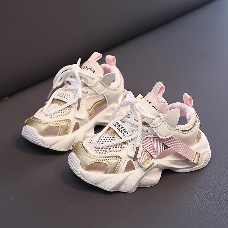 

Boys Girls Sneakers Hollowed-out Kids Running Shoes Non-slip Soft Sole 2025 Summer New Children Sports Shoes Mesh Breathable 26 рожевий
