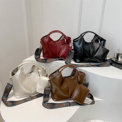 Retro Women's Handbag Casual PU Shoulder Crossbody Bag With Coin Purse Large Capacity Messenger Bag Ladies Commuting Tote AVE