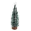 Mini Christmas Tree Small Artificial Snow Flocked Pencil Tree with LED Lights Tabletop Tree Ornaments with Wooden Base for Xmas Home Decor