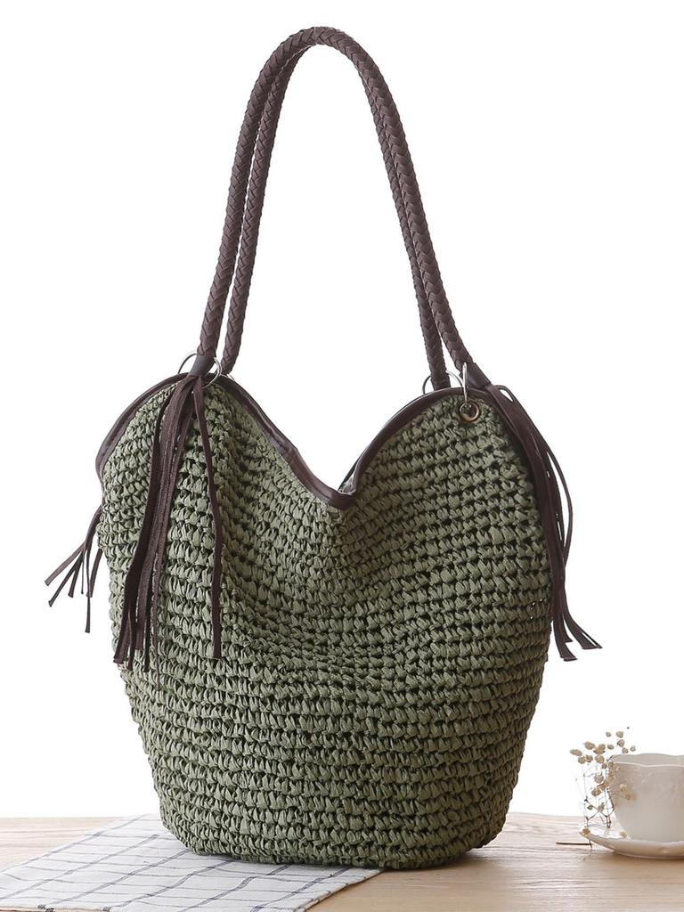 Taška pletená z papírového provázku ve tvaru chobotnice: Ležérní, všestranná móda na plážovou dovolenou pro dámy