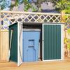 Galvanized Steel Bin Enclosure, 2 Bins, Double Door, Pneumatic Lid, 180 x 108 x 130 cm, Green