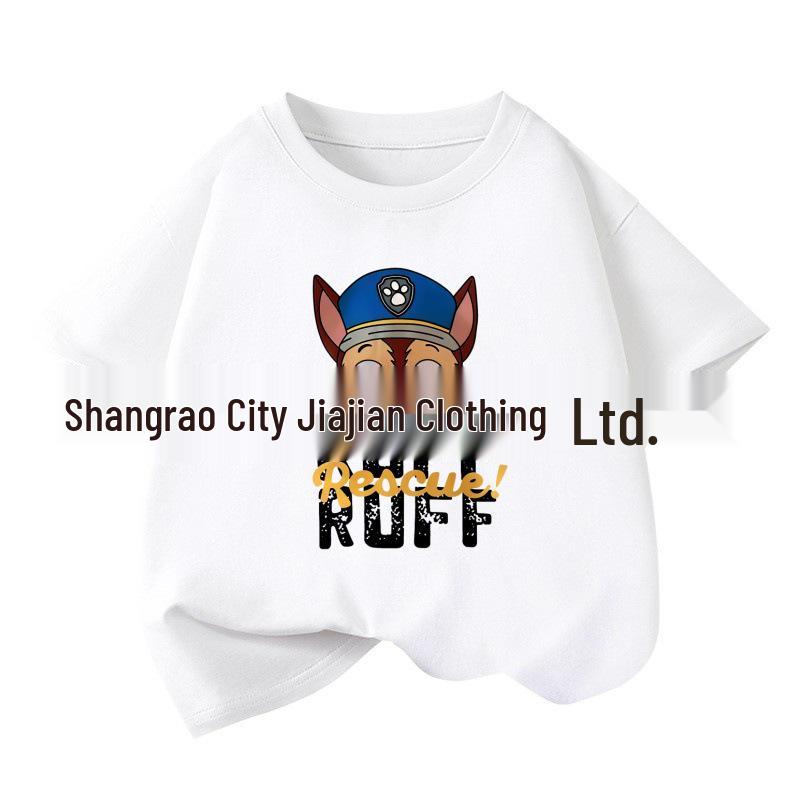 High-Quality Paw Patrol Cartoon Boys Autumn Short-Sleeved Round Neck Shirt 130 cm