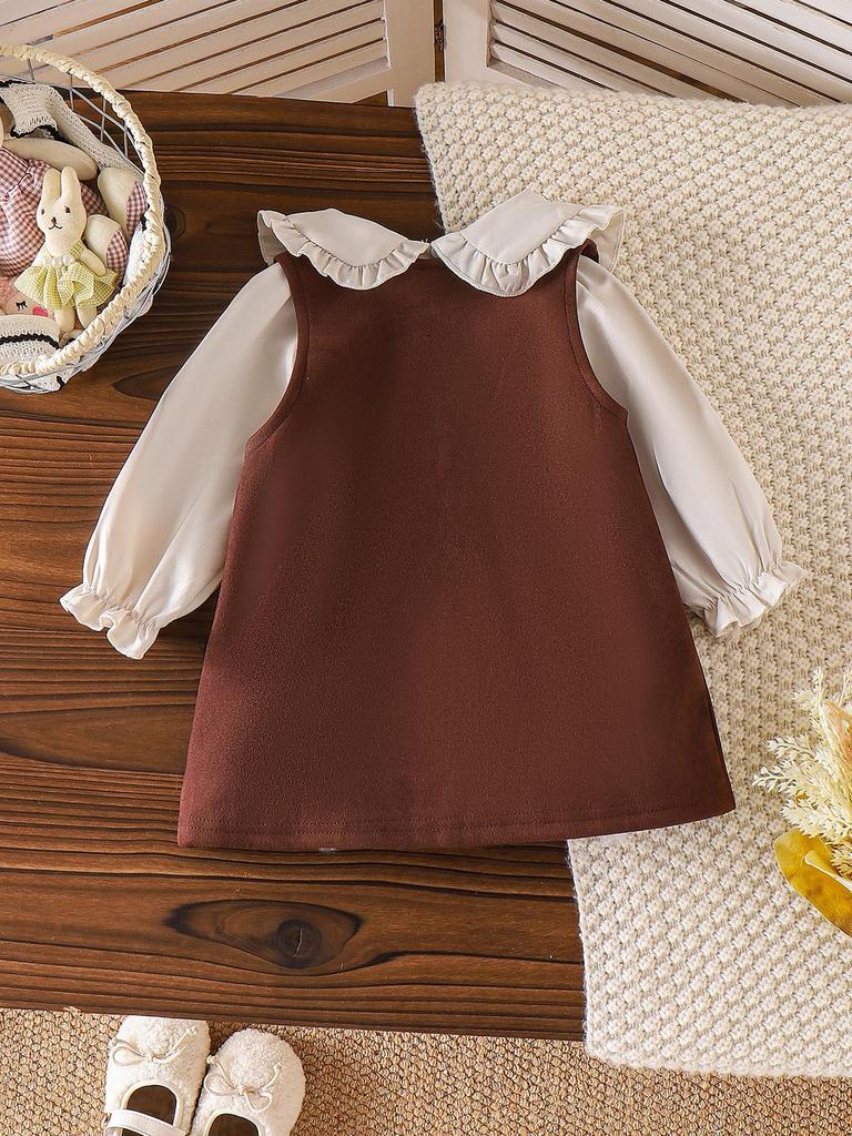 Neues europäisches & amerikanisches Mädchen-Outfit: Weißes Langarm-Oberteil + Kleid