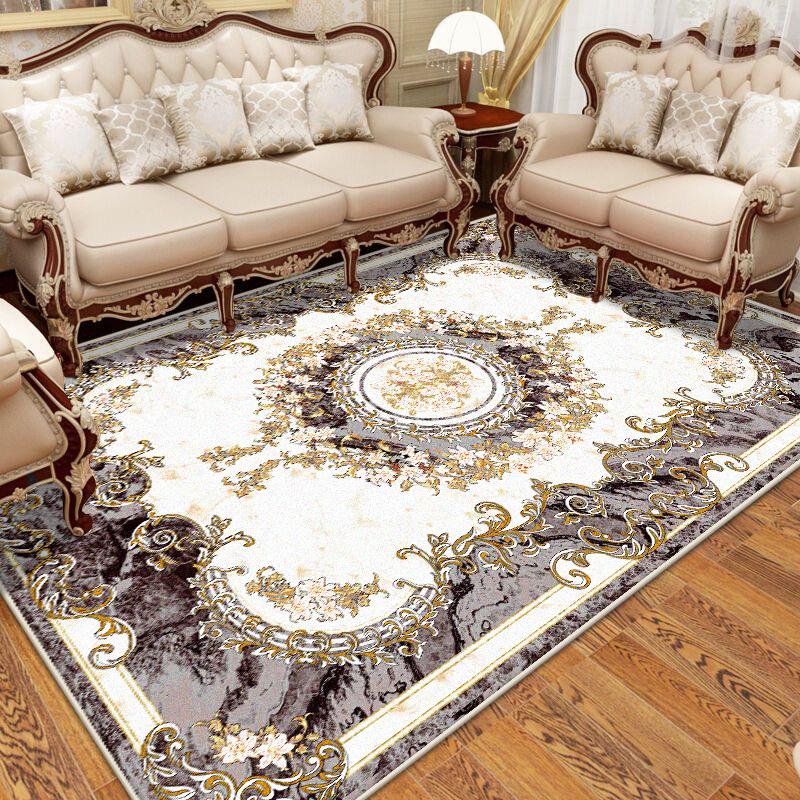 Golden Carpet for Living Room European Luxury Home Decor Rugs Bedroom Bedside Rug Non-slip Washable Lounge Sofa Coffee Table Mat