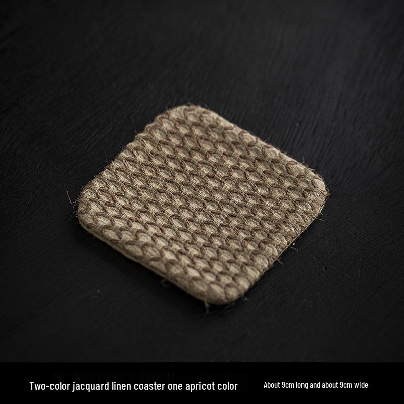 Two-Color Jacquard Tea Mat - Handmade Plant-Dyed Coaster, Retro Style Fabric Tea Coaster