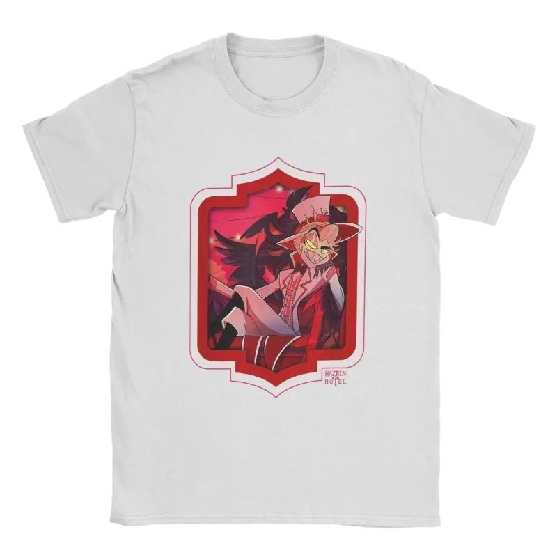 Herren Hazbin T-Shirt Hotels Adam Casual 100% Baumwoll-Tees Kurzarm Anime Actionfigur Cartoon T-Shirts O-Ausschnitt Kleidung Shirts