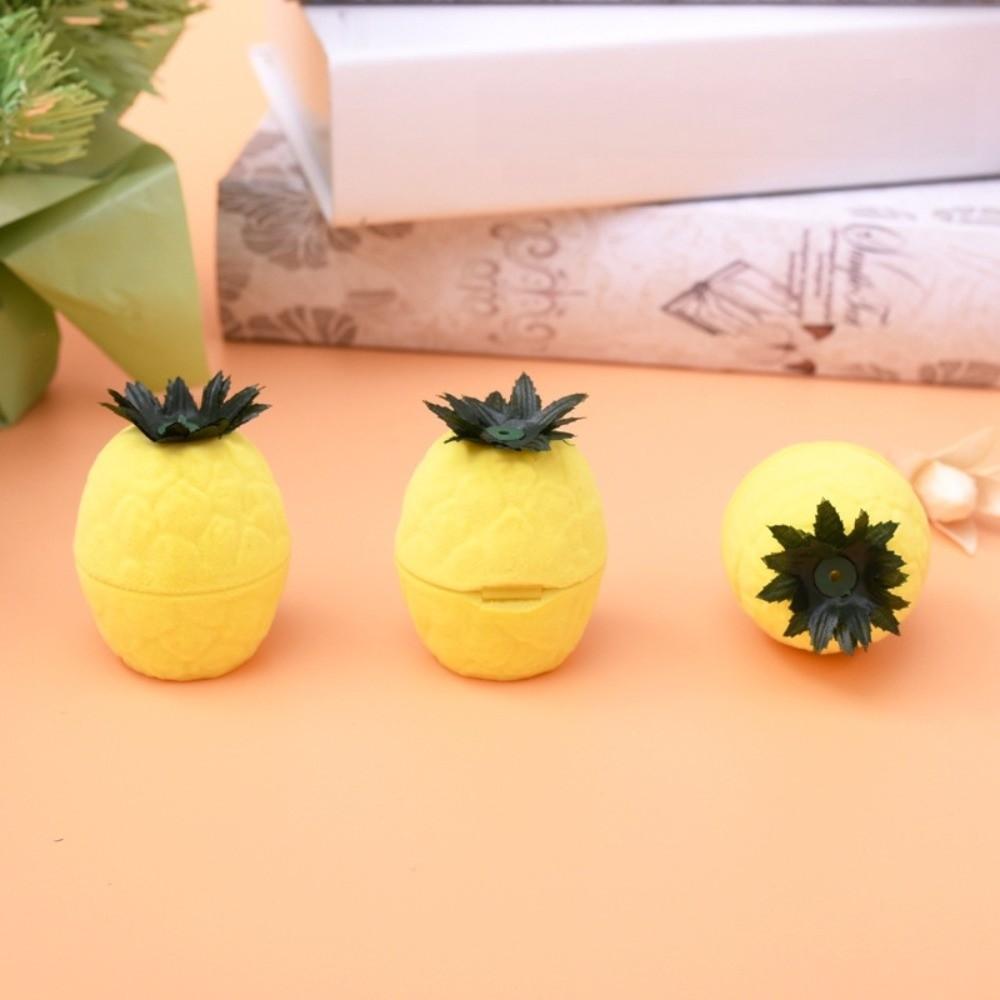 Anti-collision Cherry Necklace Organizer Pineapple Strawberry Fruit Ring Box Peach Orange Flocked Jewelry Box